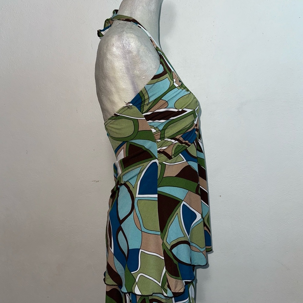 Vtg Y2K Abstract Stretch Halter Top & Mini Skirt Set - Picture 5 of 13